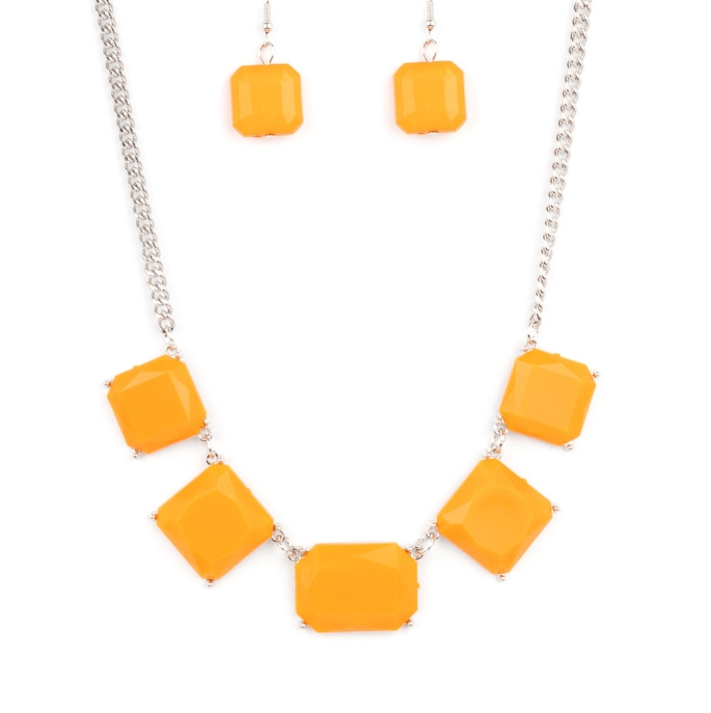 "INSTANT MOOD BOOSTER" ORANGE NECKLACE & EARRING SET